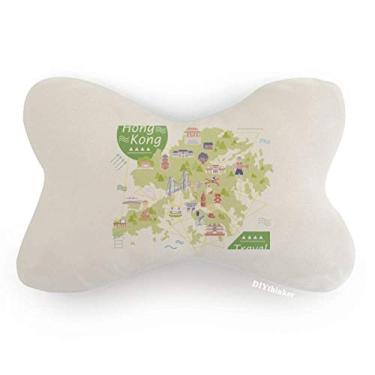 Imagem de DIYthinker Almofada para apoio de cabeça Hello Welcome to Hong Kong China com acabamento de carro, almofada para decoração de pescoço