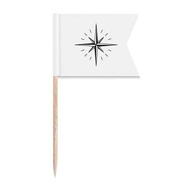Imagem de Bandeiras de palito de dente com direção intermitente Star Bússola para bolo de festa, comida de queijo