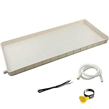 Imagem de Bandeja de gotejamento de ar condicionado com tubo de drenagem, bandeja de gotejamento de plástico, bandeja de drenagem HVAC, kit de drenagem de bandeja de água para unidade externa de ar condiciona