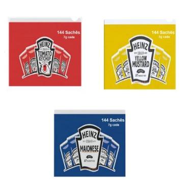 Imagem de Kit Ketchup-mostarda-maionese Caixa Fechada- Sachê Heinz Ketchup Maion