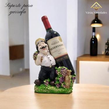 Imagem de Enfeite Suporte Garrafa De Vinho Detalhes Uva Acabamento Em Gesso Excl