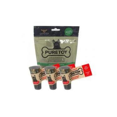 Imagem de Kit Mordedores Mastigáveis Bovinos: 3 cascos + 3 chifres Puretoy para 