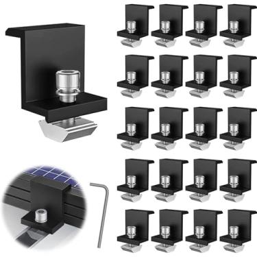 Imagem de Yuecoom Braçadeira de extremidade de painel solar fotovoltaico de liga de alumínio, suporte Z de montagem solar fotovoltaica de liga de alumínio, suporte de braçadeiras de painel solar de forte