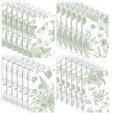 Imagem de Engrowtic 24 peças mini blocos de notas florais verdes sálvia chinoiserie flor vintage pequenos cadernos de bolso em espiral a granel para casamento nupcial chá de bebê aniversário festa chá presente