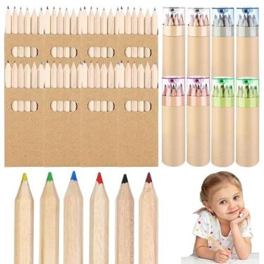 Imagem de Conjunto de 16 mini lápis de cor de desenho com apontador para crianças, lápis de cor curtos e gordos em tubo, para livros de colorir para adultos, lembrancinha de festa de aniversário
