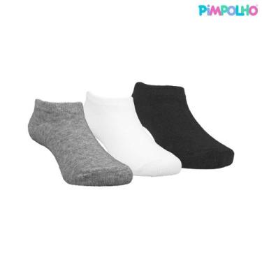 Imagem de Kit 3 Pares Meia Lisa Invisível Algodão Branca Cinza Preta Pimpolho, 2