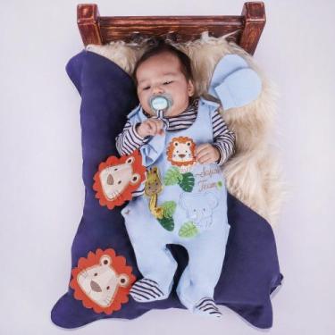 Imagem de Saída de Maternidade Menino Luxo Animais Safari Azul 05 Peças - Amora 