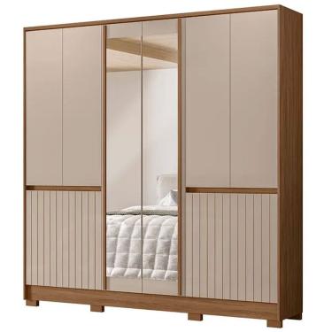 Imagem de Guarda Roupa Casal Alasca 10 Portas Bater Espelho 4 Gavetas Moval