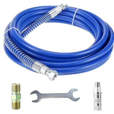 Imagem de Mangueira de pulverizador de tinta airless 3300 PSI de 32FT x 0,6 cm, tubo de fibra flexível com giro e conector, ajuste universal, chave de extremidade dupla, ajuste universal para os principais
