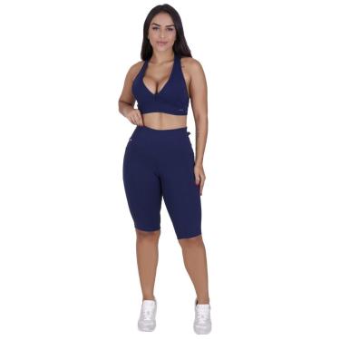 Imagem de Conjunto Bermuda Ciclista Bolso + Top Bojo Suplex Poliamida-Feminino