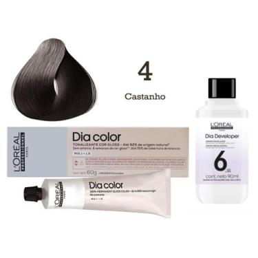 Imagem de Tonalizante Dia Color 4 Castanho + Emulsão Reveladora 6v  L'Oréal Prof