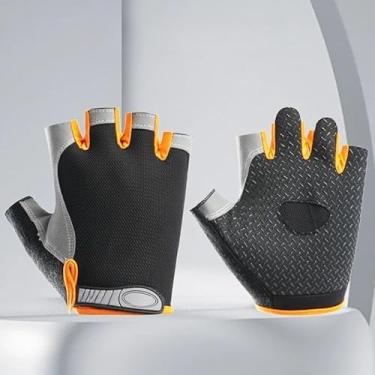 Imagem de Luvas esportivas leves e sem dedos – respiráveis e antiderrapantes para ciclismo, academia e caminhadas, luvas unissex para exercícios ao ar livre (laranja)