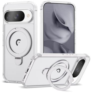 Imagem de VIJISEA Capa compatível com Pixel 9/9 Pro com suporte de anel magnético, [compatível com Mag-Safe], capa protetora à prova de choque para Google Pixel 9/9 Pro de 6,3 polegadas para mulheres e homens