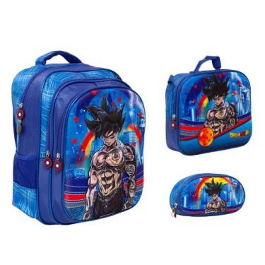 Imagem de Kit Bolsa Mochila Escolar Dragon Ball 3D Costas Passeio - TOYS 2U