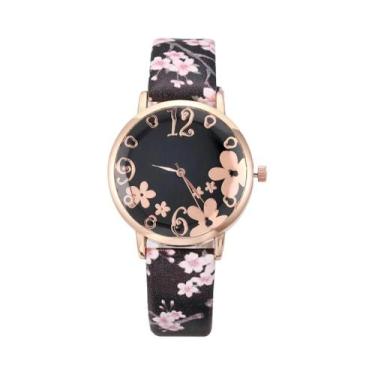 Imagem de Relógio De Quartzo Feminino Com Estampa De Flores Coloridas, Design Mo