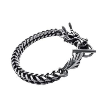 Imagem de Pulseira Masculina Vintage Gótica Com Caveira, Joia Rock Punk Para Mot