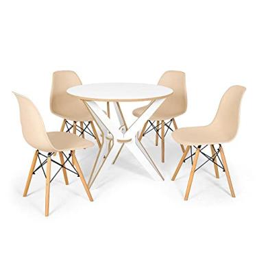 Imagem de Conjunto Mesa de Jantar Encaixe Itália 100cm com 4 Cadeiras Eames Eiffel - Nude