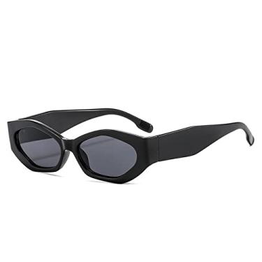 Imagem de Moda Polygon Cat Eye Óculos de Sol Feminino Retro Colorido Oval Óculos UV400 Homens Tendência Óculos de Sol, Preto Cinza, Como a imagem