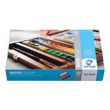 Imagem de Van Gogh Conjunto de tinta aquarela, caixa de madeira, 24-meia panela + 3 acessórios
