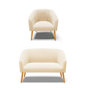 Imagem de Kit 01 Namoradeira 02 Lugares E 01 Poltrona Suede Rose