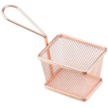 Imagem de Mini Cesta Retangular para Alimentos Dynasty Fry em Aço Inox - Rosé