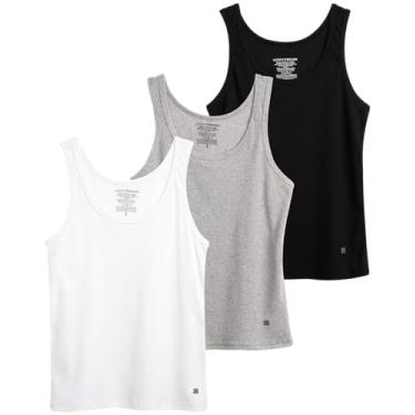 Imagem de Lucky Brand Regata feminina - pacote com 3 camisetas de algodão elástico gola canoa sem mangas (P-GG), Preto, G