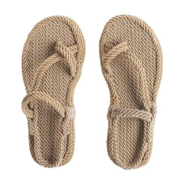 Imagem de Sandálias femininas – Sandálias de corda feitas à mão, JC, estilo gladiador| Praia e roupa casual | Elegante, confortável, respirável (Bronze), Broze, 38