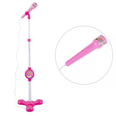 Imagem de Microfone Karaoke com Pedestal Use no Celular Cantar Criança Musica Menina
