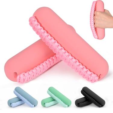 Imagem de Hikeen Conjunto de pesos de mão para mulheres e homens, halteres macios de 2 (1,3 kg cada), peso para caminhada com alça de mão para aeróbica, corrida, corrida (rosa, conjuntos de 2,7 kg)