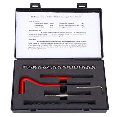 Imagem de MUNEFE kit de reparo de rosca m8x1.25, 20 peças, kit de reparo de rosca de helicóptero métrico, kit de torneira de recauchutagem de aço inoxidável para rosca fêmea