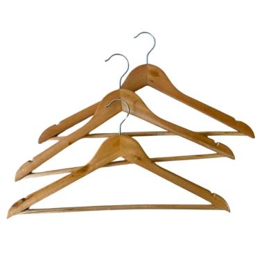 Imagem de Cabide de Madeira Com Barra Adulto - 45x23 cm Kit 03 Pçs