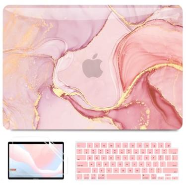 Imagem de BELKA Compatível com MacBook Pro 13 polegadas Capa M2 2025 2024 2023 2022 2021-2016 A2338 M1 A2251 A2289 A2159 A1989 A1708 A1706, capa rígida de plástico + Capa de teclado + protetor de tela, Mármore