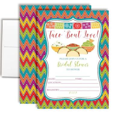 Imagem de Taco 'Bout Love Bridal Shower Convitations - 20 5x7 Preencher cartões temáticos coloridos Fiesta com envelopes - Convites divertidos para chá de casamento com comida mexicana por AmandaCreation