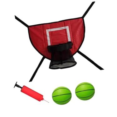 Imagem de menolana Mini cesta de basquete para trampolim, estrutura de basquete, fácil instalação, jogo de gol, rodapé leve, acessórios para trampolim, Vermelho