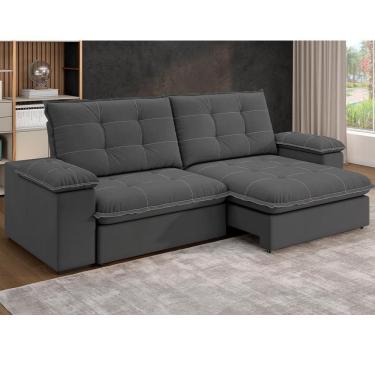 Imagem de Sofá Retrátil e Reclinável 4 Lugares 2,5m Mônaco Besthouse Titânio