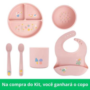 Imagem de Kit Completo Introdução Alimentar de Silicone Fadinha Rosa Büp Baby
