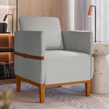 Imagem de Poltrona Decorativa Estofada com Pés em Madeira Maciça Estelí Espresso