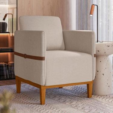 Imagem de Poltrona Decorativa Estofada com Pés em Madeira Maciça Estelí Espresso