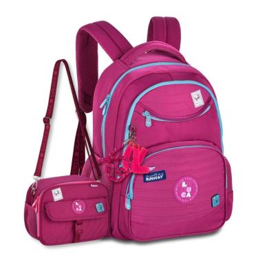Imagem de Mochila Luluca C Lancheira Kit Escolar Feminino Juvenil Rosa