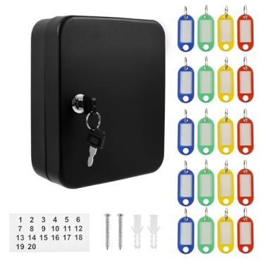 Imagem de Armário de chave de 20 posições com fechadura, caixa de armazenamento de segurança montada na parede, organizador de chaves de aço, caixa de fechadura de armário de chaves, organizador de chaves de