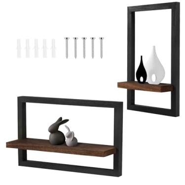 Imagem de Prateleiras quadradas flutuantes para parede, prateleira suspensa emoldurada para parede, conjunto de 2, prateleira pequena decorativa moderna para decoração de parede, prateleiras flutuantes para