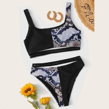 Imagem de Conjunto de biquíni de moda feminina maiô de duas peças preenchido com