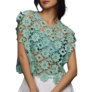 Imagem de Colete feminino de renda floral oco da Cover Up Top Wyeysyt