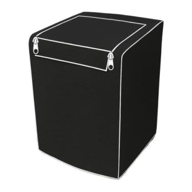 Imagem de Capa Para MáQuina De Lavar ImpermeáVel Com ZíPer, Capa Protetora Completa(P,PRETO COM ZÍPER)