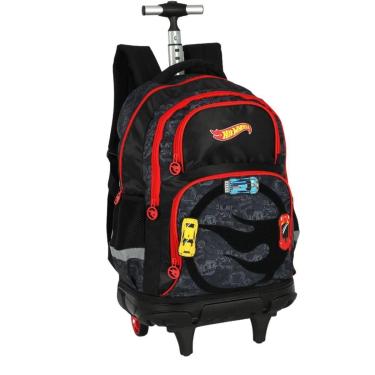 Imagem de Mochila Escolar Juvenil De Rodinha Grande Hot Wheels Luxcel-Masculino