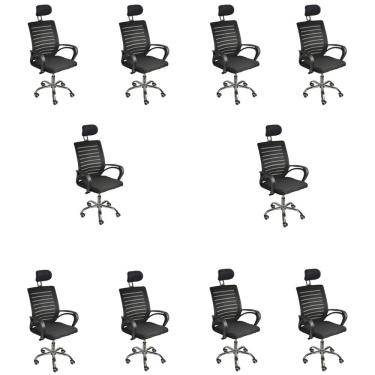 Imagem de Kit 10 Cadeiras de Escritório Secretária Roma com Apoio