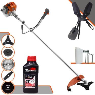 Imagem de Roçadeira Robusta Tekna RL520ACG2 À Gasolina 52cc Com Carretel + Faca 2 Pontas + Faca 3 Pontas + Faca 40 Dentes + Faca 80 Dentes + ÓLEO TOYAMA 2T