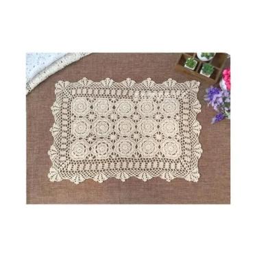 Imagem de Sousplat Oval De Crochê Estilo Shabby Chic 30x45cm Vintage Feito À Mão