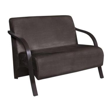 Imagem de Poltrona Namoradeira Vênus Suede Braço Madeira Marrom - D SALLA