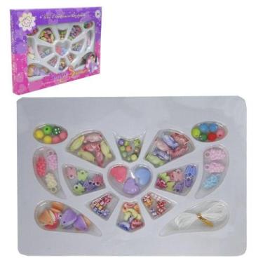 Imagem de Kit beleza / bijuteria infantil com 75 micangas colors coracao na caix